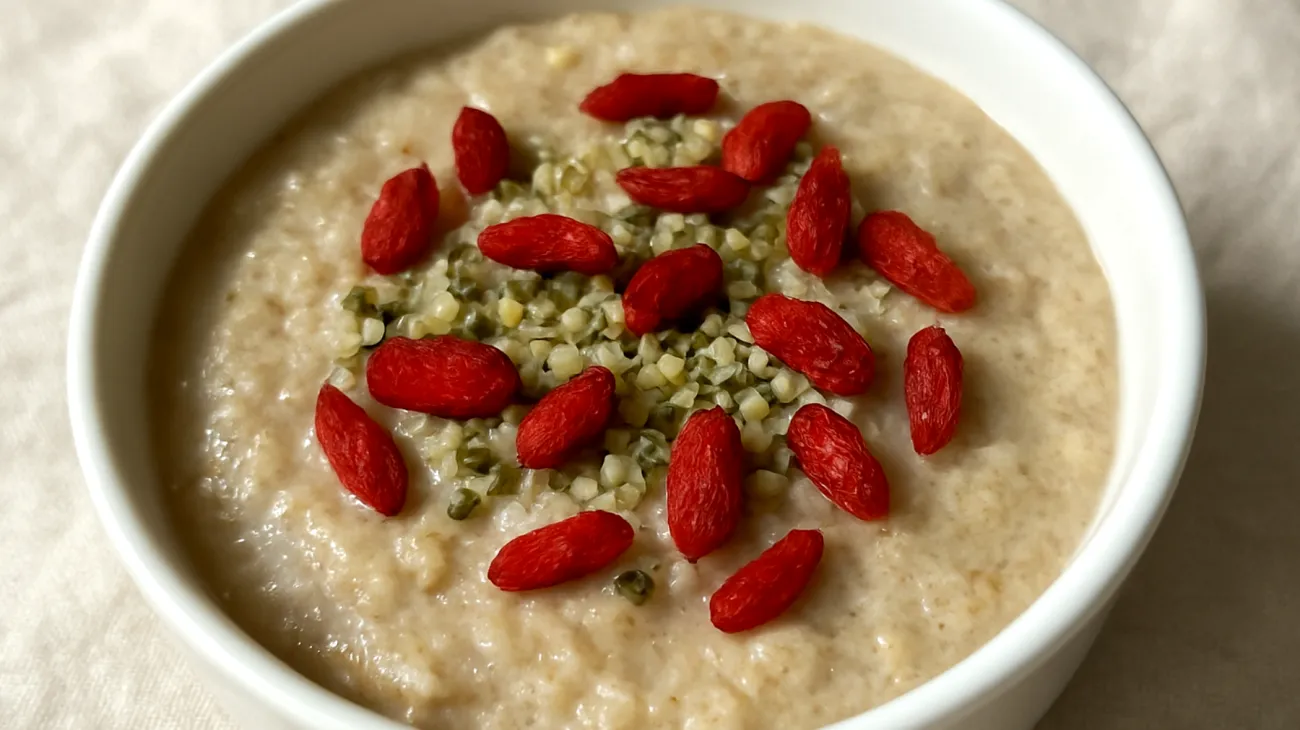 Amaranth-Pudding mit Hanfsamen und Goji-Beeren"