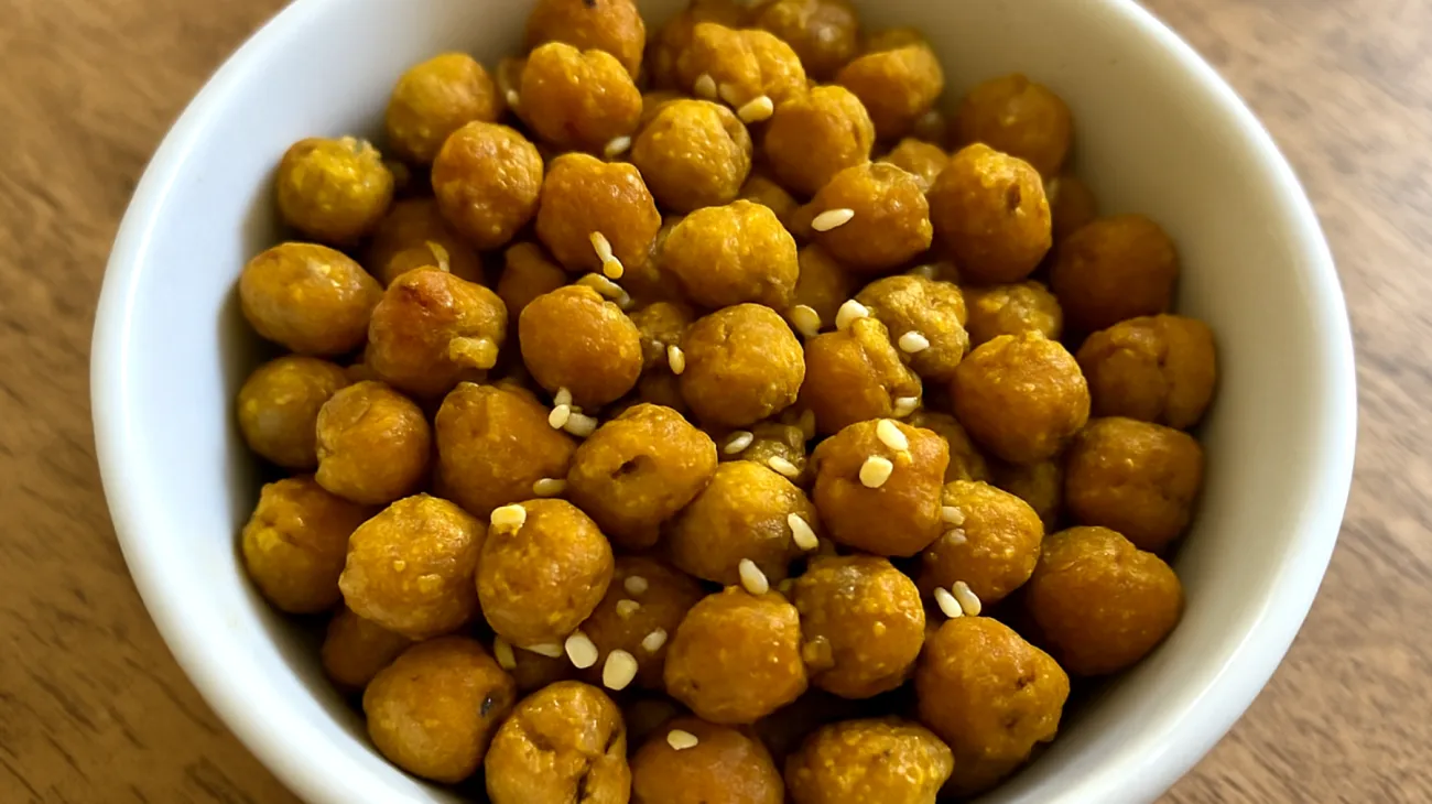 Geröstete Kichererbsen mit Kurkuma und Sesam"