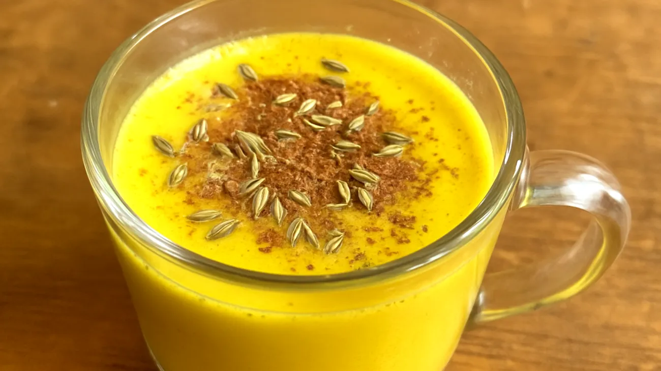 Goldene Milch mit Fenchelsamen und Leinsamenmehl"